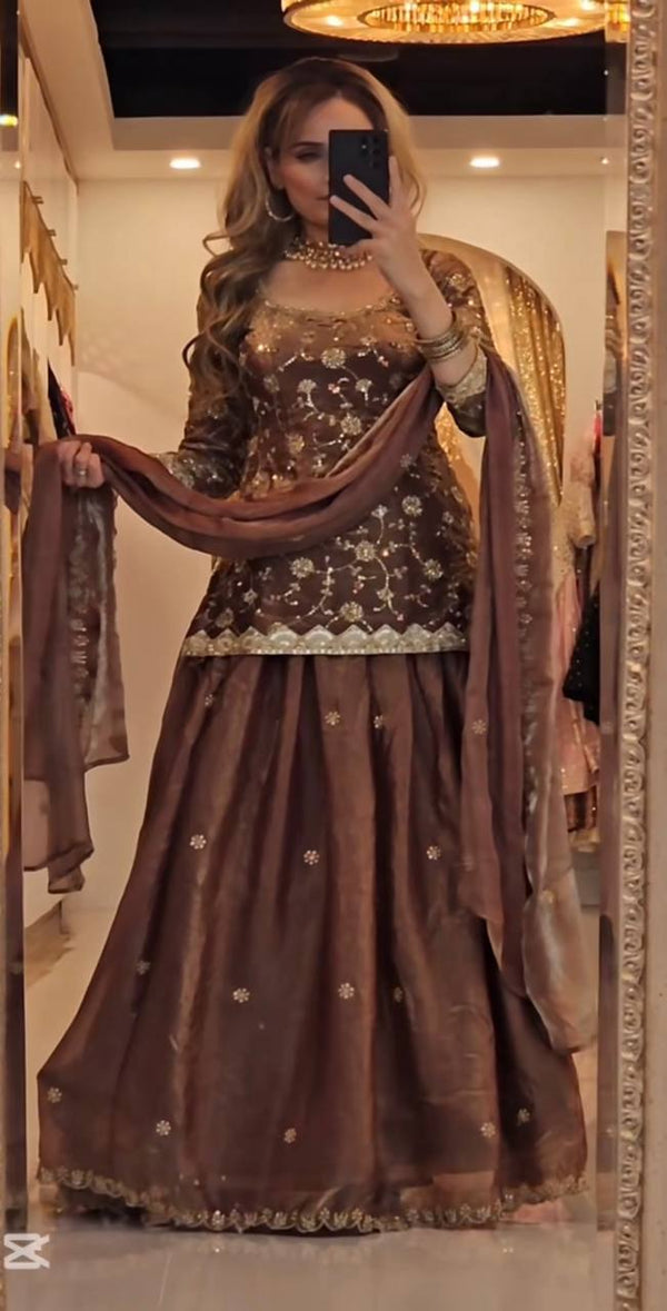 Radiant Elegance Capturing Moments in a Brown Lehenga