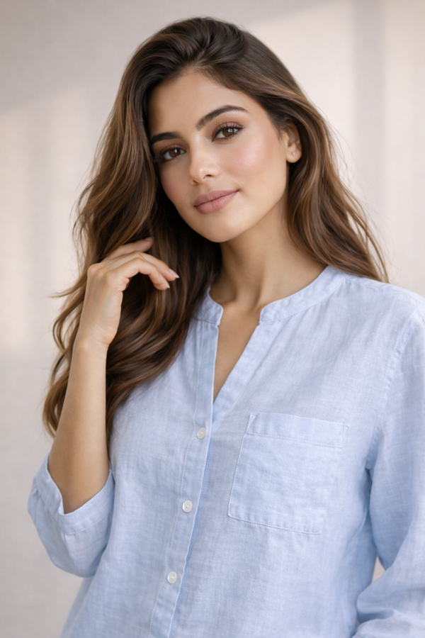 Trendy Pastel Sky Blue Shirt & White Pant Co-Ord Set for Women | Summer Outfit | Casual & Office Wear
