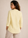 Women’s Soft Linen Blend Pastel Yellow Shirt | Casual Button-Down Top | 3/4 Sleeve Premium Everyday Wear