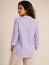 Women’s Soft Linen Blend Pastel Purple Shirt | Casual Button-Down Top | 3/4 Sleeve Premium Everyday Wear
