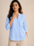 Women’s Soft Linen Blend Pastel Sky Shirt | Casual Button-Down Top | 3/4 Sleeve Premium Everyday Wear