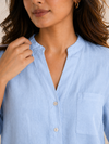 Women’s Soft Linen Blend Pastel Sky Shirt | Casual Button-Down Top | 3/4 Sleeve Premium Everyday Wear