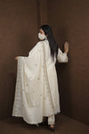 Elegant Cream Embroidered Cotton Kurti Set with Dupatta – Ethnic Grace Collection