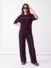 Women's Airport Style Ribbed Co-Ord Set with Wide-Leg Trousers|Women's Designer-Inspired Co-Ord Set|