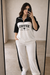 Women’s Coffee Print Half-Zip Co-ord Set | Black & White Colorblock Lounge Wear|