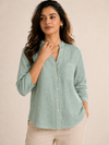 Women’s Soft Linen Blend Pastel Green Shirt | Casual Button-Down Top | 3/4 Sleeve Premium Everyday Wear