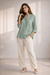 Trendy Pastel Green Shirt & White Pant Co-Ord Set for Women | Summer Outfit | Casual & Office Wear
