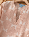 Women’s Soft Pastel Brown Tunic | Abstract Print V-Neck Top | Relaxed Fit Casual Kurti | Summer Tunic |