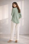 Trendy Pastel Green Shirt & White Pant Co-Ord Set for Women | Summer Outfit | Casual & Office Wear