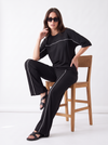 Women's Airport Style Ribbed Co-Ord Set with Wide-Leg Trousers|Women's Designer-Inspired Co-Ord Set|