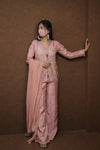 Women’s Pink Embroidered Kurti Sharara Festive Set | Embroidered Design|