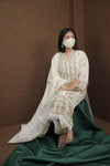 Elegant Cream Embroidered Cotton Kurti Set with Dupatta – Ethnic Grace Collection