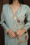 Mint Green Embroidered Kurti Sharara Set for Women|Kurti & Sharara Set|
