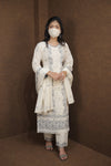 Royal Ethnic Off-White Kurta Set with Intricate Thread Work.Pastel Perfection Floral Embrodaried Kurta Set for Women