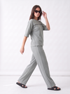 Women's Airport Style Ribbed Co-Ord Set with Wide-Leg Trousers|Women's Designer-Inspired Co-Ord Set|