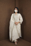 Elegant Cream Embroidered Cotton Kurti Set with Dupatta – Ethnic Grace Collection