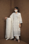 Elegant Cream Embroidered Cotton Kurti Set with Dupatta – Ethnic Grace Collection
