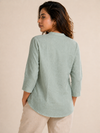 Women’s Soft Linen Blend Pastel Green Shirt | Casual Button-Down Top | 3/4 Sleeve Premium Everyday Wear