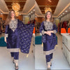 Regal Radiance: Stunning Blue and Gold Embroidered Women's Attire