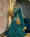 Elegant Emerald Green EmbroideredSet with Dupatta