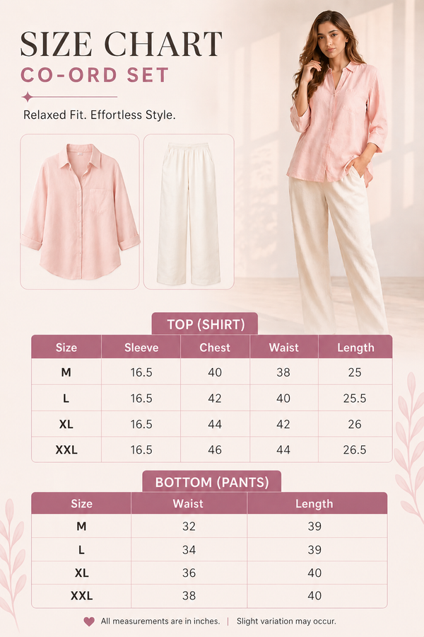 Trendy Pastel Pink Shirt & White Pant Co-Ord Set for Women | Summer Outfit | Casual & Office Wear