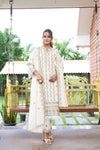 Elegant Cream Embroidered Cotton Kurti Set with Dupatta – Ethnic Grace Collection