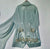 Elegant Pastel Blue Silk Suit with Golden Floral Embroidery Trim