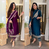 Elegance in Harmony: Blue and Purple Fashion Duo Unveiled