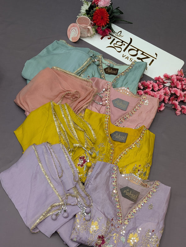 Women’s Pink Embroidered Kurti Sharara Festive Set | Embroidered Design|