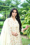 Charming Off-White Designer Kurti Set with Chiffon Dupatta