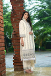Festive Ready Embroidered Kurta Pant Dupatta Set in Off-White Tone