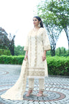 Royal Ethnic Off-White Kurta Set with Intricate Thread Work.Pastel Perfection Floral Printed Kurta Set for Women