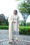 Charming Off-White Designer Kurti Set with Chiffon Dupatta
