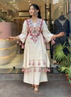 Opulent Beige Kurta: Artful Embroidery for Refined Style